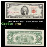 1963 $2 Red Seal United States Note Grades xf