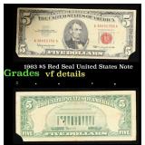 1963 $5 Red Seal United States Note Grades vf deta