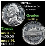 1970-s Jefferson Nickel 5c Grades GEM++ PL