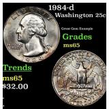 1984-d Washington Quarter 25c Grades GEM Unc