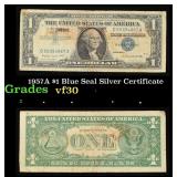 1957A $1 Blue Seal Silver Certificate Grades vf++