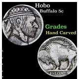 Hobo Buffalo Nickel 5c Grades Hand Carved