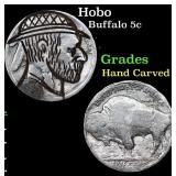 Hobo Buffalo Nickel 5c Grades Hand Carved