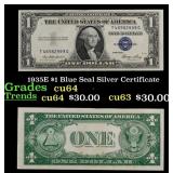 1935E $1 Blue Seal Silver Certificate Grades Choic