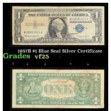1957B $1 Blue Seal Silver Certificate Grades vf+
