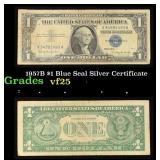 1957B $1 Blue Seal Silver Certificate Grades vf+