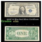 1935C $1 Blue Seal Silver Certificate Grades vf++