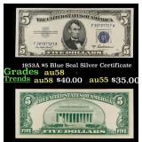 1953A $5 Blue Seal Silver Certificate Grades Choic