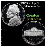 1979-s Ty 1 Proof Jefferson Nickel 5c Grades GEM++