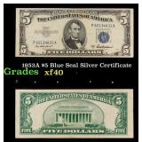 1953A $5 Blue Seal Silver Certificate Grades xf