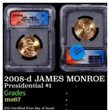 2008-d JAMES MONROE Presidential Dollar $1 ICG