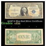 1935F $1 Blue Seal Silver Certificate Grades vf++