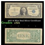 1957 $1 Blue Seal Silver Certificate Grades vf+