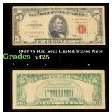 1963 $5 Red Seal United States Note Grades vf+