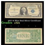 1957 $1 Blue Seal Silver Certificate Grades vf+