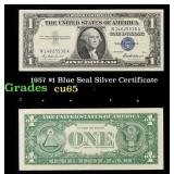 1957 $1 Blue Seal Silver Certificate Grades Gem CU