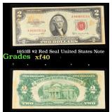 1953B $2 Red Seal United States Note Grades xf