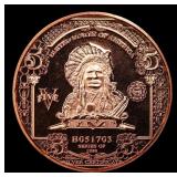 1oz .999 Fine Copper Bullion Round - Indian Chief