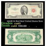 1953B $2 Red Seal United States Note Grades Select