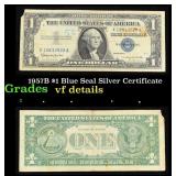 1957B $1 Blue Seal Silver Certificate Grades vf de