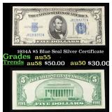 1934A $5 Blue Seal Silver Certificate Grades Choic