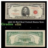 1963 $5 Red Seal United States Note Grades vf++