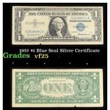 1957 $1 Blue Seal Silver Certificate Grades vf+