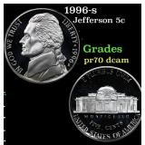 1996-s Proof Jefferson Nickel 5c Grades GEM++ Proo