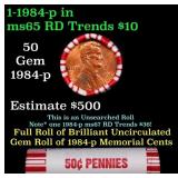 BU Shotgun Lincoln 1c roll, 1984-p 50 pcs Bank Wra