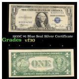 1935C $1 Blue Seal Silver Certificate Grades vf++