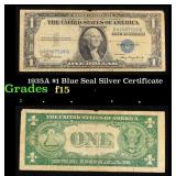 1935A $1 Blue Seal Silver Certificate Grades f+