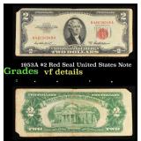 1953A $2 Red Seal United States Note Grades vf det