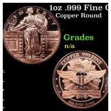 1oz .999 Fine Copper Bullion Round - Standing Libe