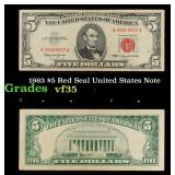 1963 $5 Red Seal United States Note Grades vf++