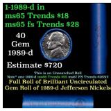 BU Shotgun Jefferson 5c roll, 1989-d 40 pcs Bank $