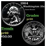 1964 Proof Washington Quarter 25c Grades GEM++ Pro
