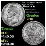 1898 (AG) Russia 1 Ruble Silver Y# 59.3 Grades xf