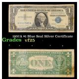 1957A $1 Blue Seal Silver Certificate Grades vf+
