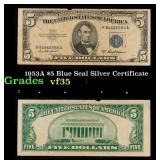 1953A $5 Blue Seal Silver Certificate Grades vf++