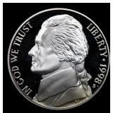 1998-s Proof Jefferson Nickel 5c Grades GEM++ Proo