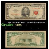 1963 $5 Red Seal United States Note Grades vf+
