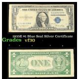 1935E $1 Blue Seal Silver Certificate Grades vf++