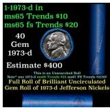 BU Shotgun Jefferson 5c roll, 1973-d 40 pcs Bank $