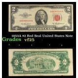 1953A $2 Red Seal United States Note Grades vf+