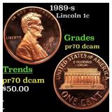1989-s Proof Lincoln Cent 1c Grades GEM++ Proof De