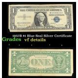1957B $1 Blue Seal Silver Certificate Grades vf de