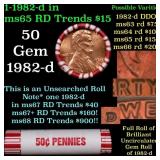 BU Shotgun Lincoln 1c roll, 1982-d 50 pcs Bank Wra