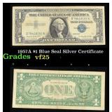 1957A $1 Blue Seal Silver Certificate Grades vf+
