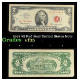 1963 $2 Red Seal United States Note Grades vf++