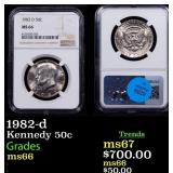 NGC 1982-d Kennedy Half Dollar 50c ms66 NGC